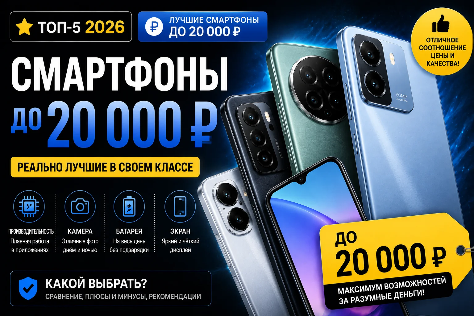 Смартфон до 20000 рублей в 2026 году: что изменилось и какой выбрать