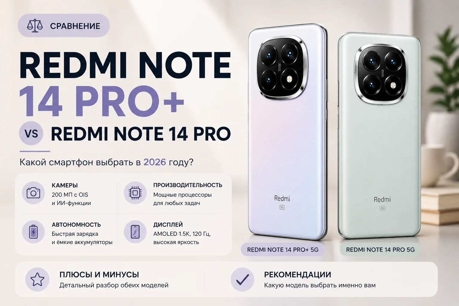 Redmi Note 14 против Note 14 Pro Plus 5G: в чём разница и кому что выбрать