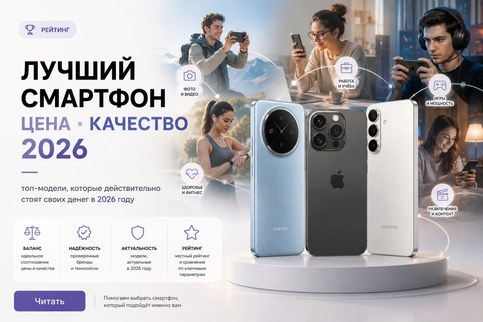 Лучший смартфон цена–качество 2026: Honor, Xiaomi, iQOO, OnePlus