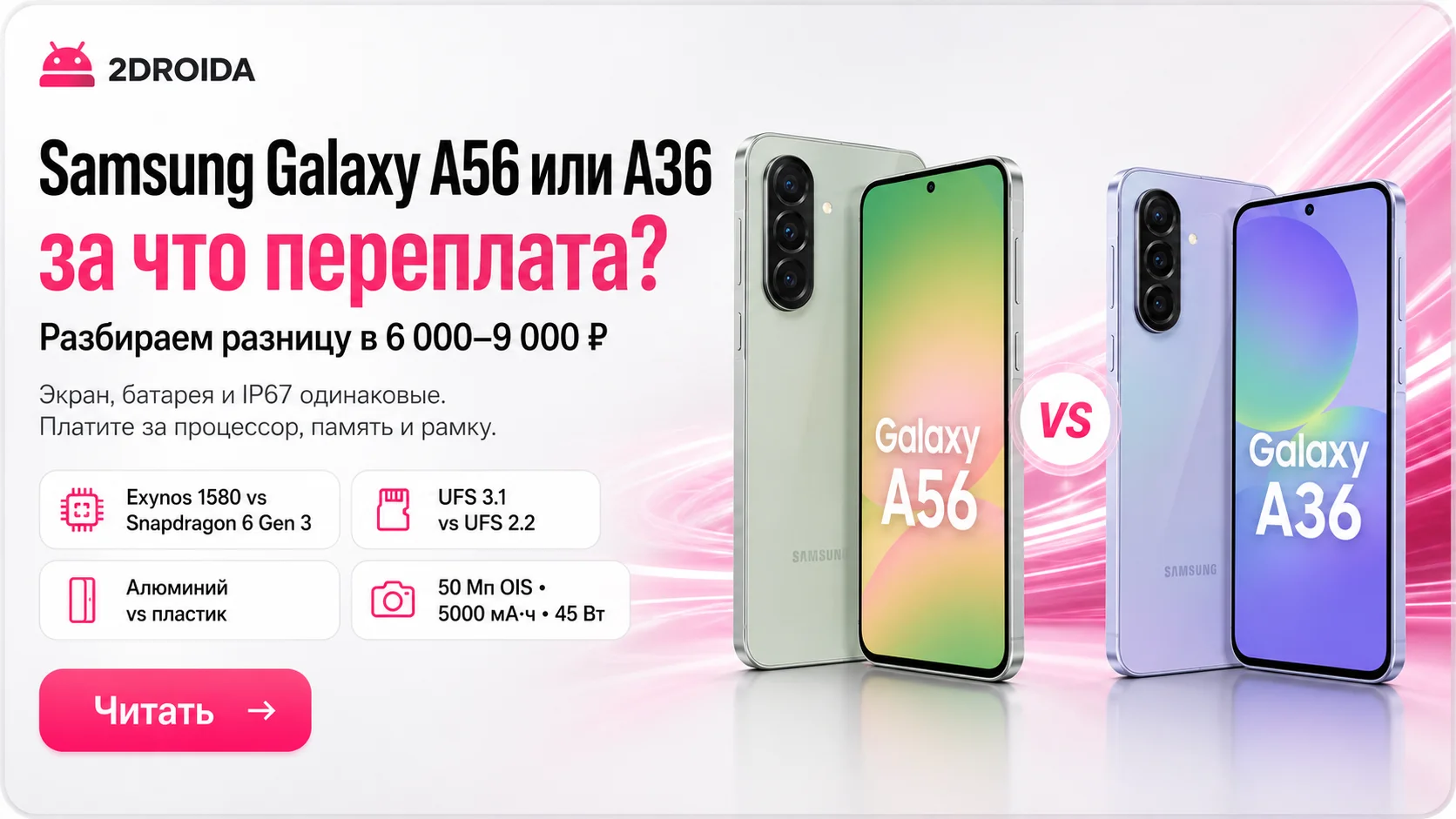 Samsung Galaxy A56 или A36: стоит ли переплачивать 6 000-9 000 ₽