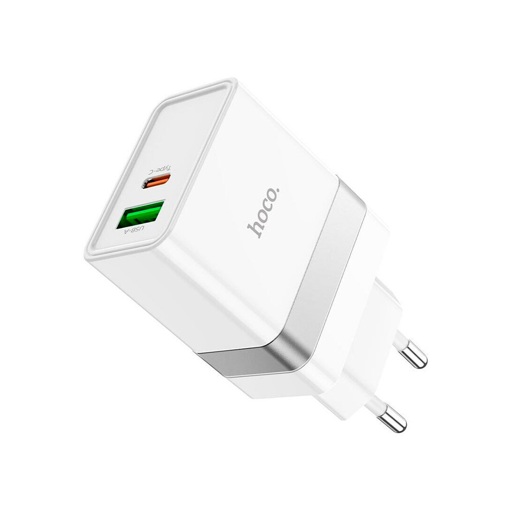 Сетевая зарядка HOCO (N21) (PD 30W, QC 3.0) Белый