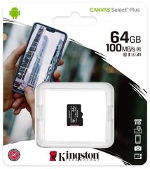 Карта памяти Kingston Canvas Select Plus microSDXC + SD адаптер 64GB 100MB/s Class 10