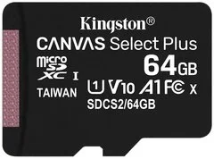 Купить Карта памяти Kingston Canvas Select Plus microSDXC + SD адаптер 64GB 100MB/s Class 10 Карта памяти Kingston Canvas Select Plus microSDXC + SD адаптер 64GB 100MB/s Class 10