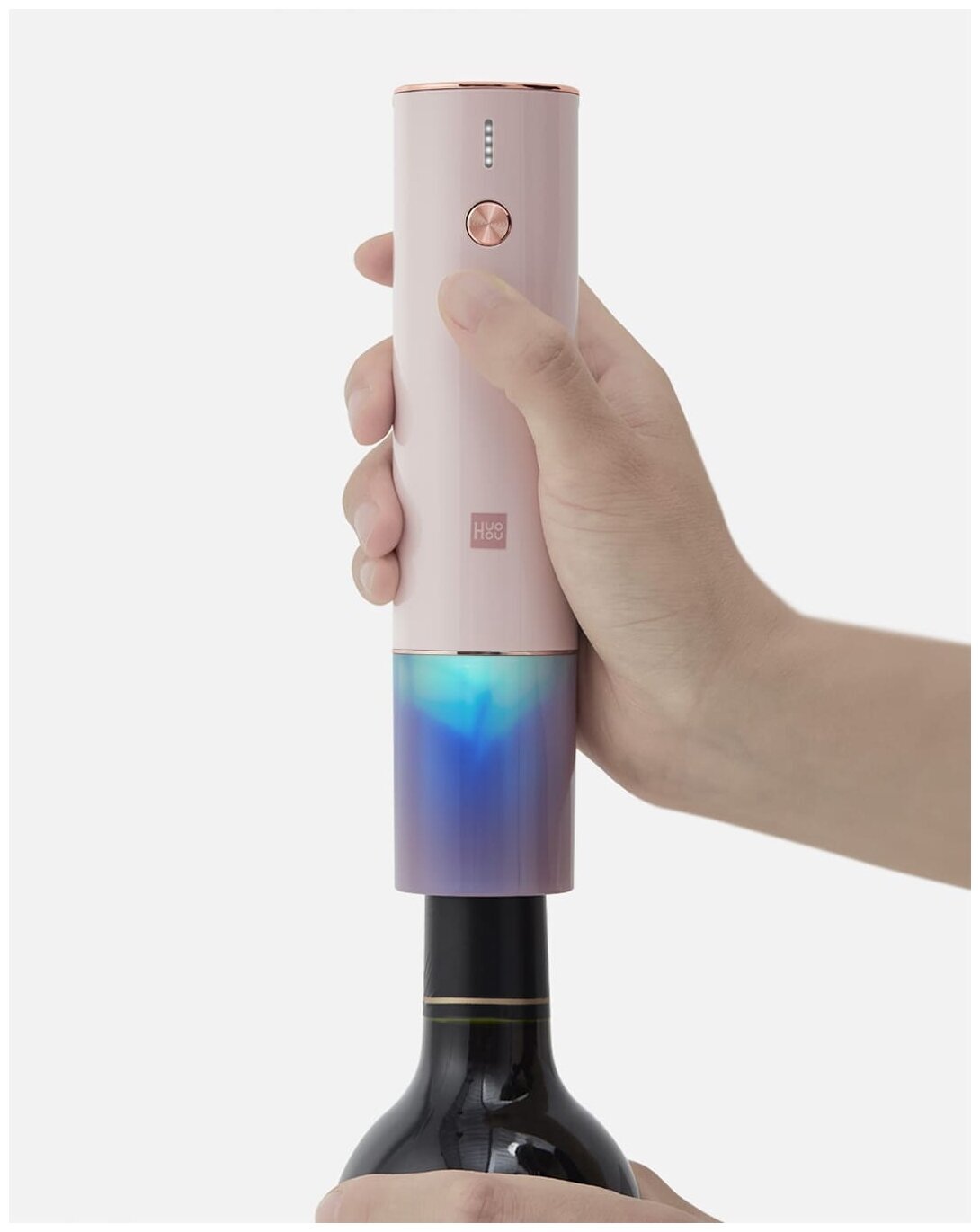 Электрический штопор с подсветкой Xiaomi HuoHou Wine Electric Bottle Opener Розовый