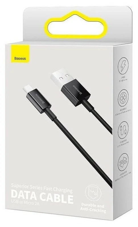Купить Кабель Baseus Superior Series Fast Charging Data Cable USB to Micro (2A, 2m) (CAMYS-A01) Черный Кабель Baseus Superior Series Fast Charging Data Cable USB to Micro (2A, 2m) (CAMYS-A01) Черный