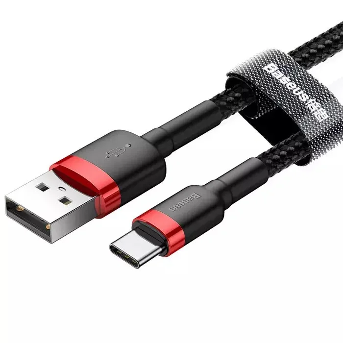 Купить Кабель Baseus Cafule Cable USB For Type-C (3A, 1m) (CATKLF-B91) Красный+Черный Кабель Baseus Cafule Cable USB For Type-C (3A, 1m) (CATKLF-B91) Красный+Черный