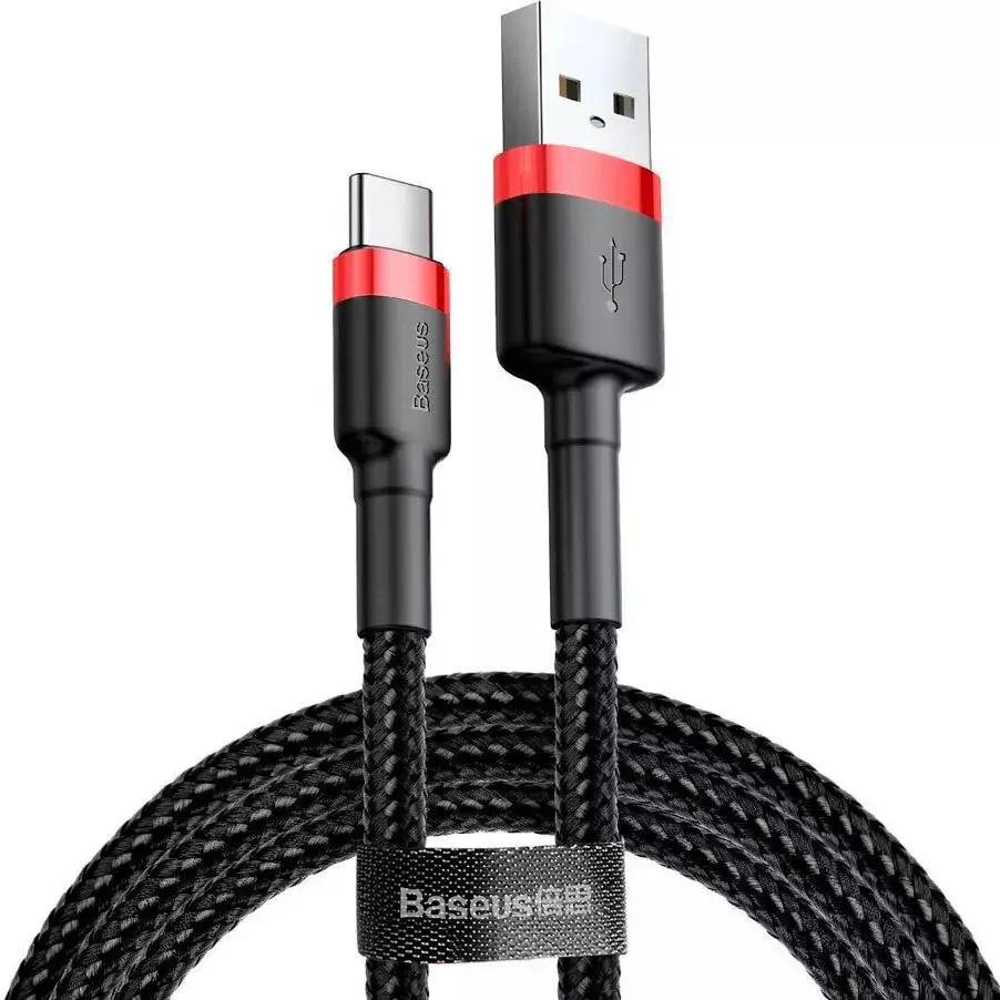 Кабель Baseus Cafule Cable USB For Type-C (3A, 1m) (CATKLF-B91) Красный+Черный