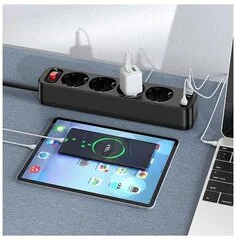 Купить Сетевой фильтр HOCO NS1 Aura PD 18W+QC 3.0 4 гнезда+2USB+Type-C USB-C 1.8м Черный Сетевой фильтр HOCO NS1 Aura PD 18W+QC 3.0 4 гнезда+2USB+Type-C USB-C 1.8м Черный