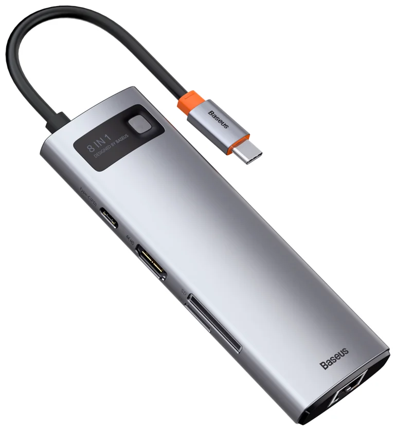 Хаб Baseus Metal Gleam Series 8-in-1 Multifunctional Type-C HUB Docking Station Серый (CAHUB-CV0G)
