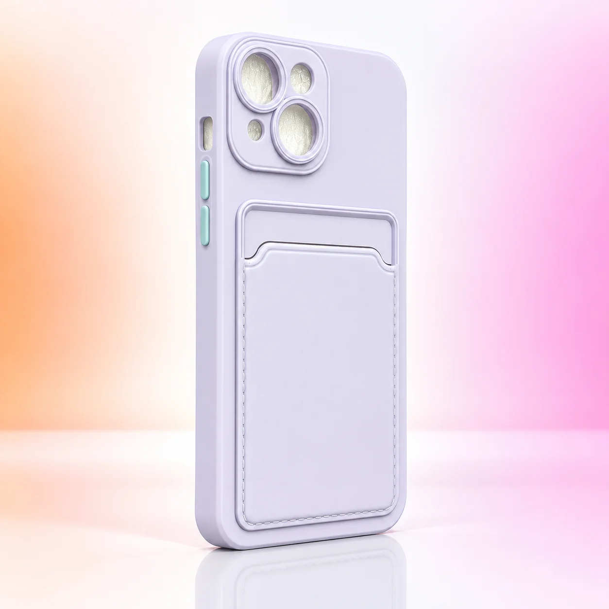 Чехол силиконовый BUTTON с карманом для карт iPhone 14
