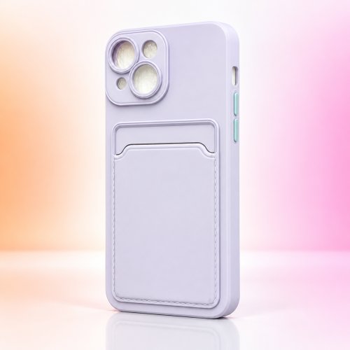 Чехол силиконовый BUTTON с карманом для карт iPhone 14