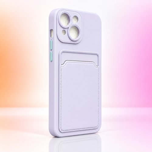 Чехол силиконовый BUTTON с карманом для карт iPhone 14