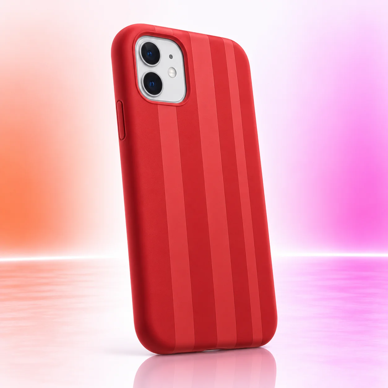 Чехол накладка Cherry iPhone 11 силиконовый с полосками Красный