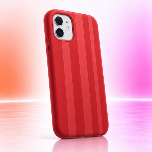 Чехол накладка Cherry iPhone 11 силиконовый с полосками Красный