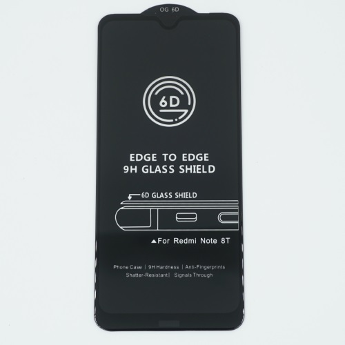 Защитное стекло Redmi Note 8T на весь экран (6D) Черное