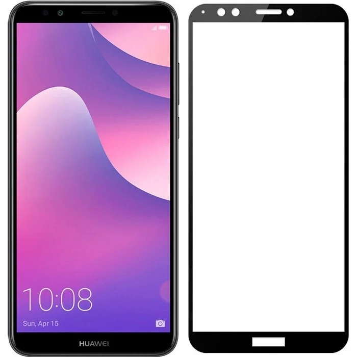 Защитное стекло Honor 7C Pro с твердой рамкой Черное