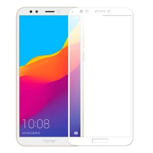 Защитное стекло Honor 7C Pro с твердой рамкой Белое