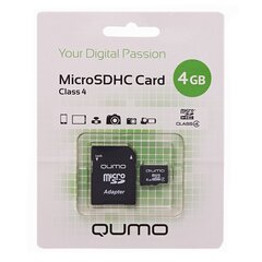 Карта памяти MicroSD 4 Gb QUMO + SD адаптер (class 4)