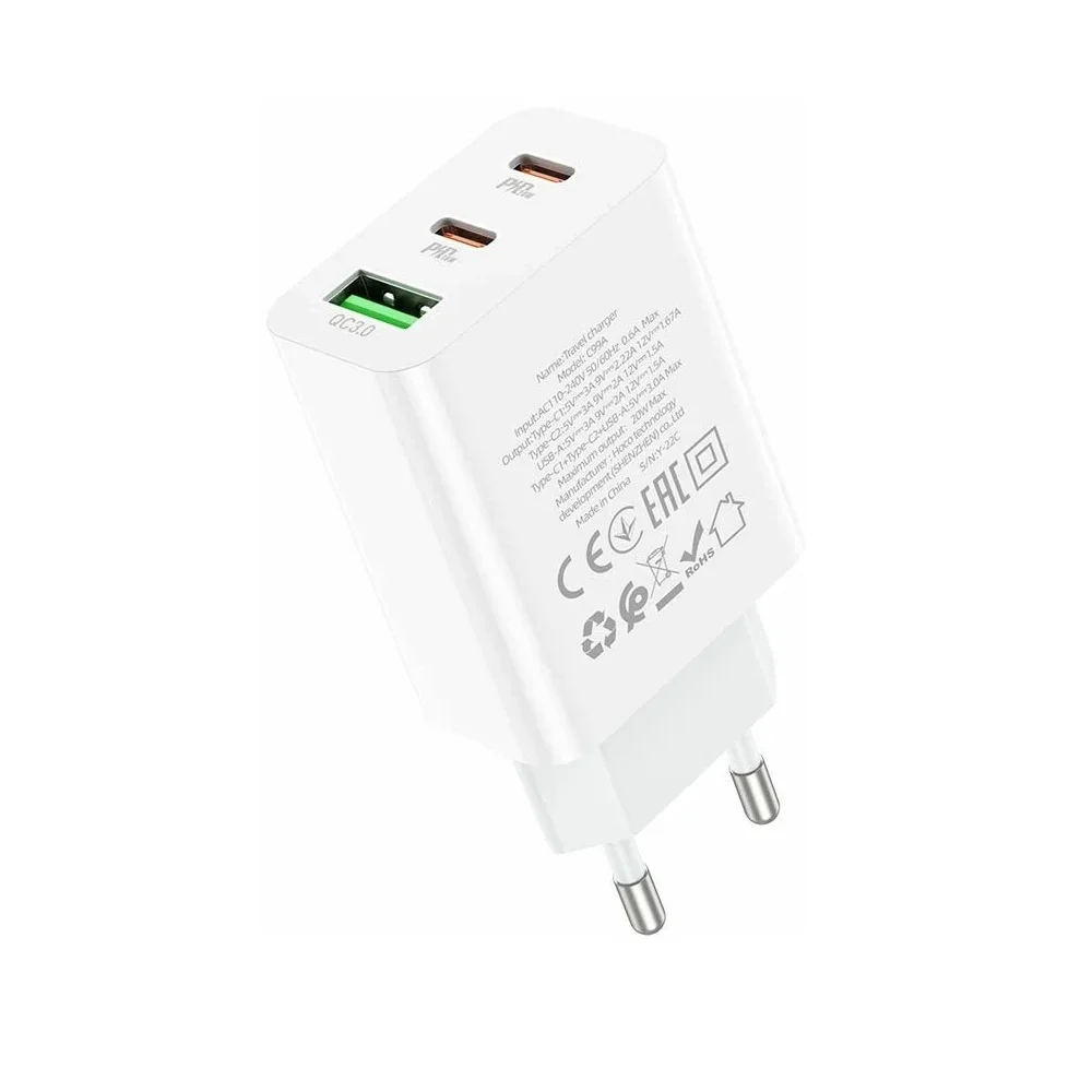 Сетевая зарядка HOCO (C99A) (PD 20W, QC 3.0) Белый