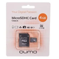 Купить Карта флэш-памяти MicroSD 4 Гб Qumo +SD адаптер (class 6) Карта флэш-памяти MicroSD 4 Гб Qumo +SD адаптер (class 6)