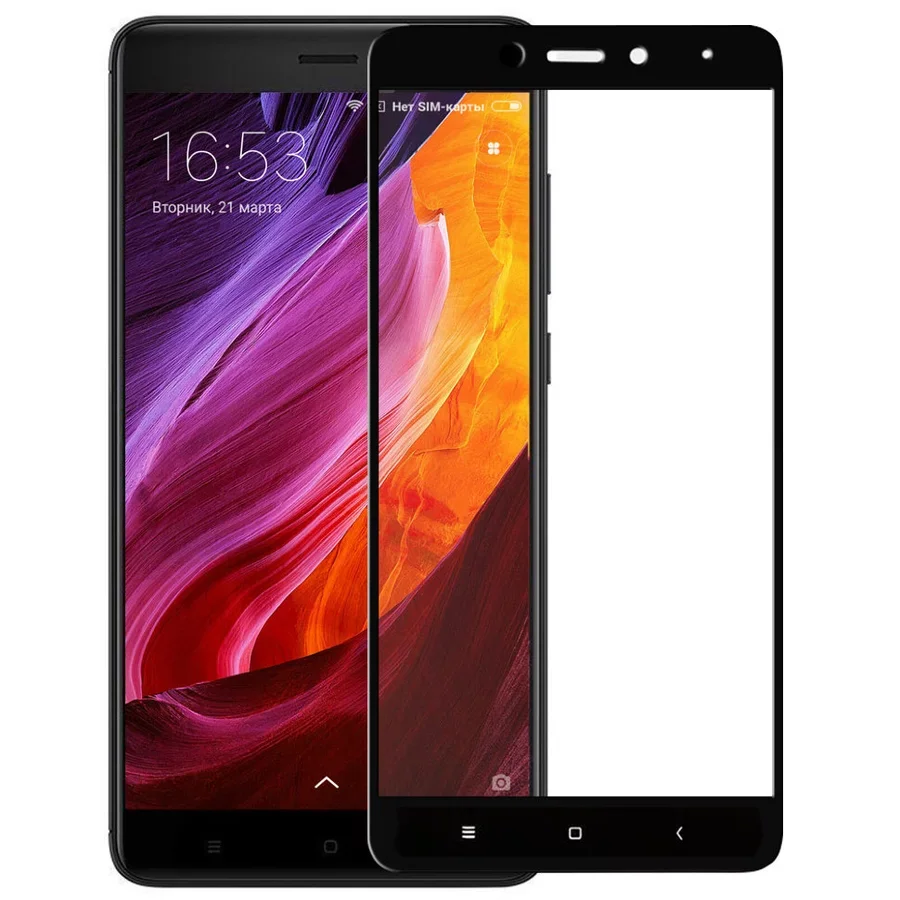 Защитное стекло Xiaomi Redmi Note 4X с твердой рамкой Черное