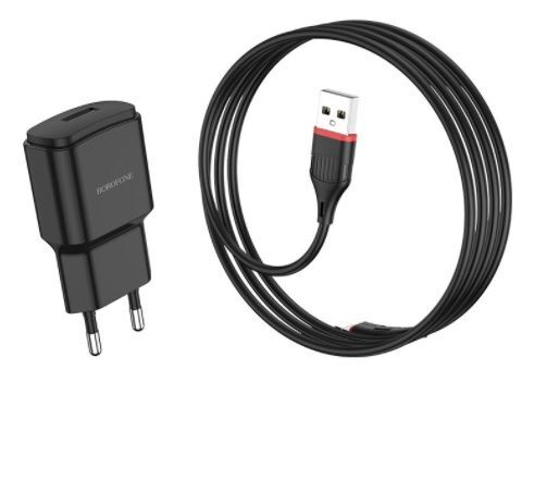 Сетевая зарядка Borofone (BA48A) Orion (2.1A, USB-A + USB Type-C) Черный