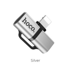 Переходник HOCO (LS20) цифровой аудио конвертер с двойным Lightning Серебро
