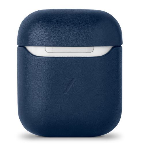 Чехол Apple AirPods кожаный темно-синий квадрат