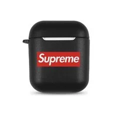 Чехол Apple AirPods кожаный Supreme черный