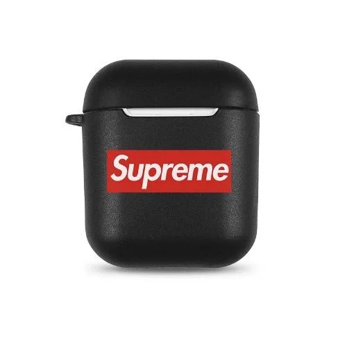 Чехол Apple AirPods кожаный Supreme черный