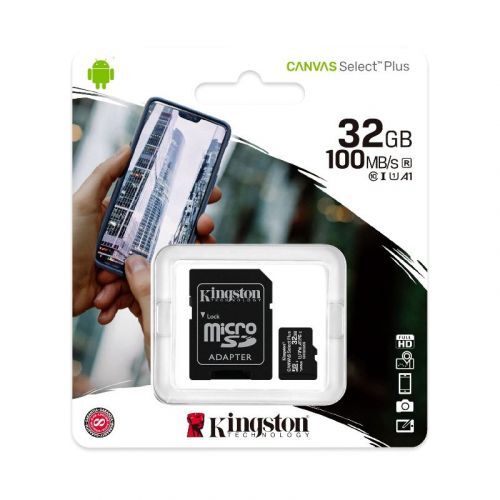 Карта памяти Kingston Canvas Select Plus microSDHC + SD адаптер 32GB 100MB/s Class 10