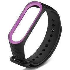 Силиконовый ремешок Xiaomi Mi Band 5 Лавандовый с черным креплением