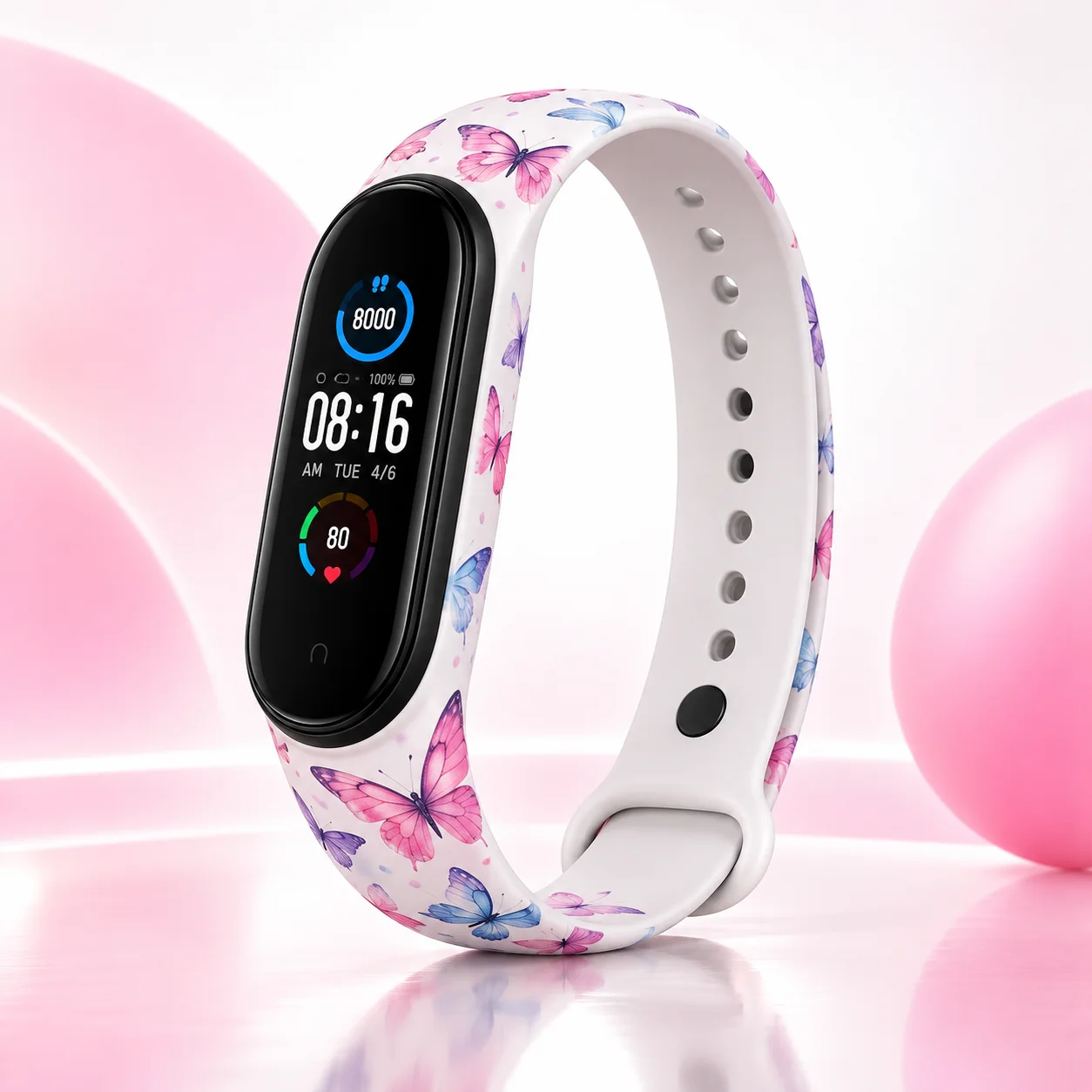 Силиконовый ремешок Xiaomi Mi Band 5 Бабочки