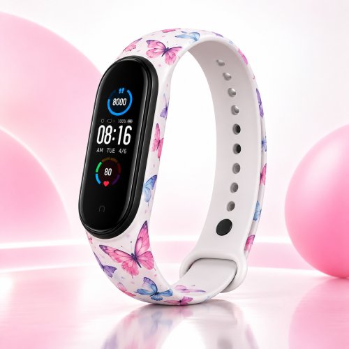 Силиконовый ремешок Xiaomi Mi Band 5 Бабочки