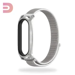 Нейлоновый ремешок Xiaomi Mi Band 5 серебристый + белый