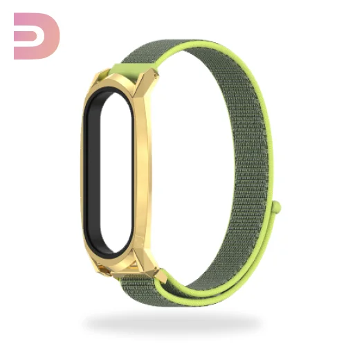 Нейлоновый ремешок Xiaomi Mi Band 5 золотой + зеленый