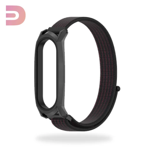 Нейлоновый ремешок Xiaomi Mi Band 5 черный + красно-черный