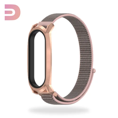 Нейлоновый ремешок Xiaomi Mi Band 5 черный + розовый