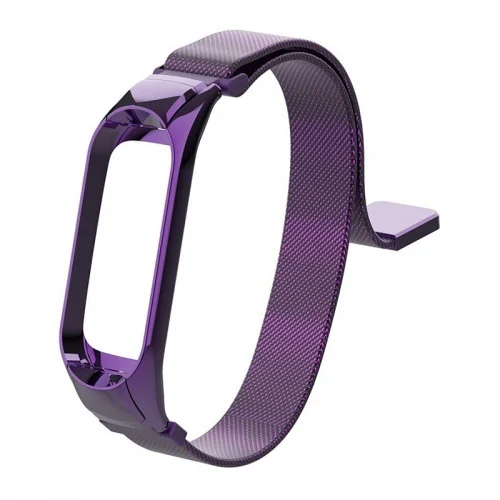 Металлический ремешок Xiaomi Mi Band 5 миланский сетчатый Фиолетовый