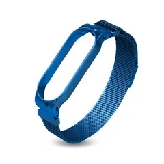 Купить Металлический ремешок Xiaomi Mi Band 5 миланский сетчатый Синий Металлический ремешок Xiaomi Mi Band 5 миланский сетчатый Синий