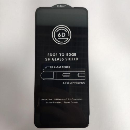 Защитное стекло Realme 6 на весь экран (6D) Черное