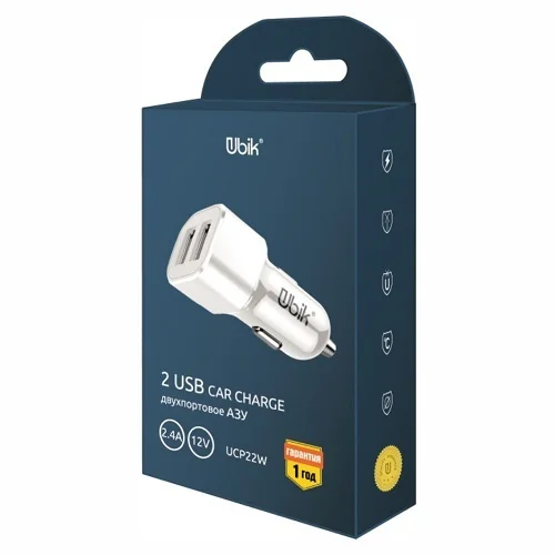 Автомобильное зарядное устройство Ubik UCP22W (2.4A, 2xUSB-A) Белый