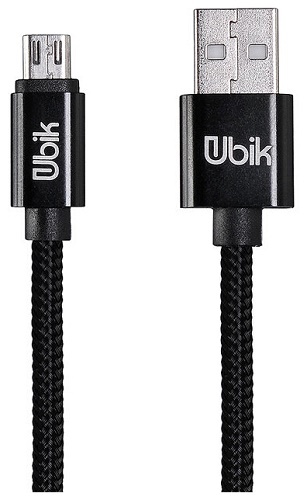 Кабель Ubik USB MicroUSB (UM01B) 3A в нейлоновой оплетке Черный
