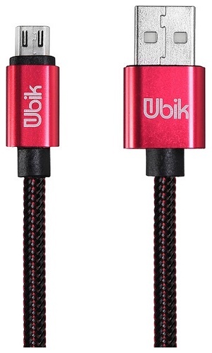 Кабель Ubik USB MicroUSB (UM01R) 3A в нейлоновой оплетке Красный