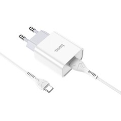 Сетевая зарядка HOCO (C81A) (1 USB + кабель USB Type C) Белый