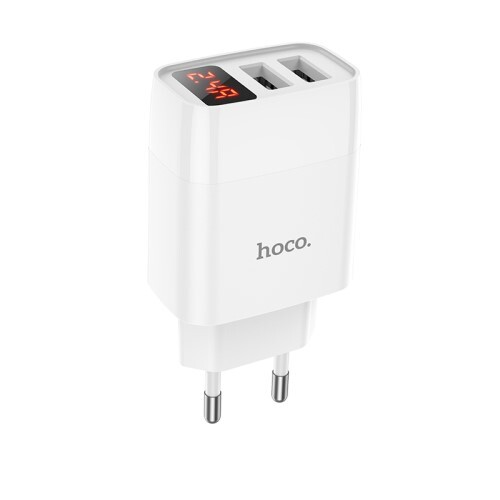 Сетевая зарядка HOCO (C86A) (2 USB, LED) Белый