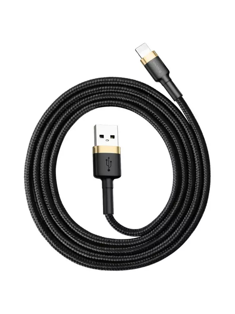 Кабель Baseus Cafule Cable USB For lightning (2.4A, 1m) (CALKLF-BV1) Золото+Черный