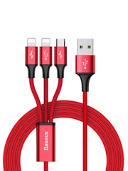 Купить Кабель USB - Twins 3 in 1 Data Cable RC-078th Красный Кабель USB - Twins 3 in 1 Data Cable RC-078th Красный
