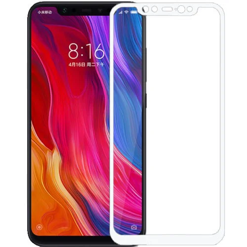 Защитное стекло Xiaomi Mi8 с твердой рамкой Белое