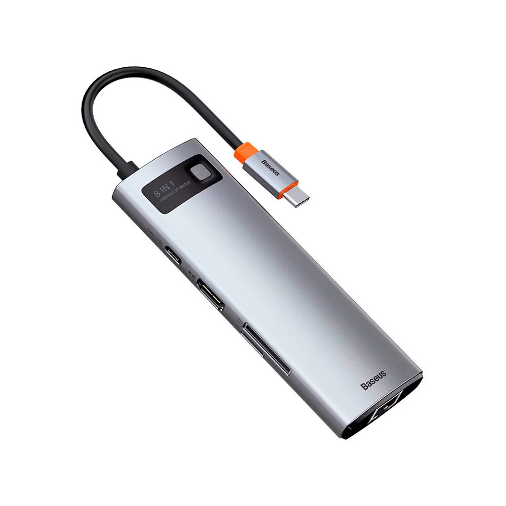 Хаб Baseus Metal Gleam Series 8-in-1 Type-C HUB Docking Station (CAHUB-CV0G)